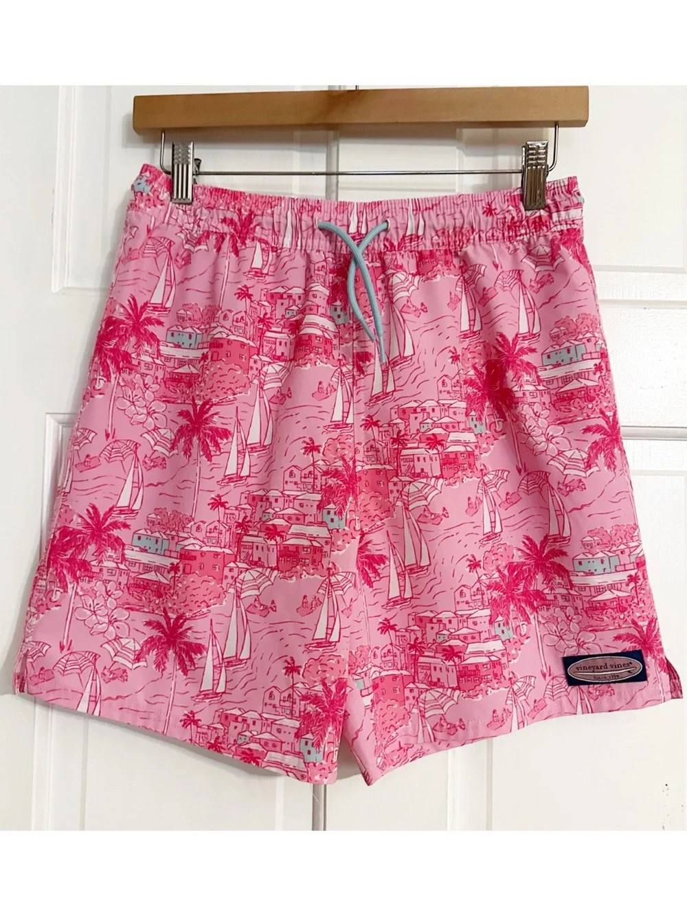 Vineyard Vines Kids Pink & Hot Pink Tropical Village Swim Trunks